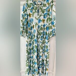 Preowned Tuckernuck Blue and Green Floral Maxi Dress